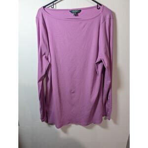 Lauren Ralph Shirt Women’s Pullover Lilac Lavender T-Shirt Top Plus Size 2X EUC